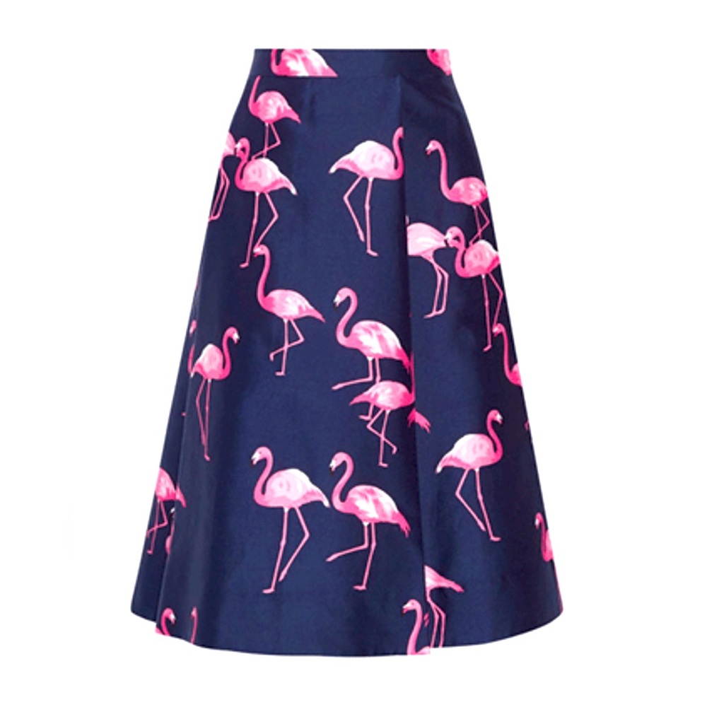 Draper James x Net-a-Porter Flamingo Pleated Skirt